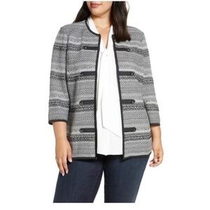 MING WANG tweed black white jacket Blazer Small Business Career Classic NWT